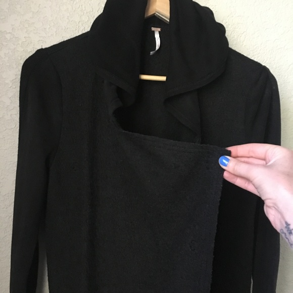 Free People Black Drippy Wool Jacket XS - Picture 8 of 10